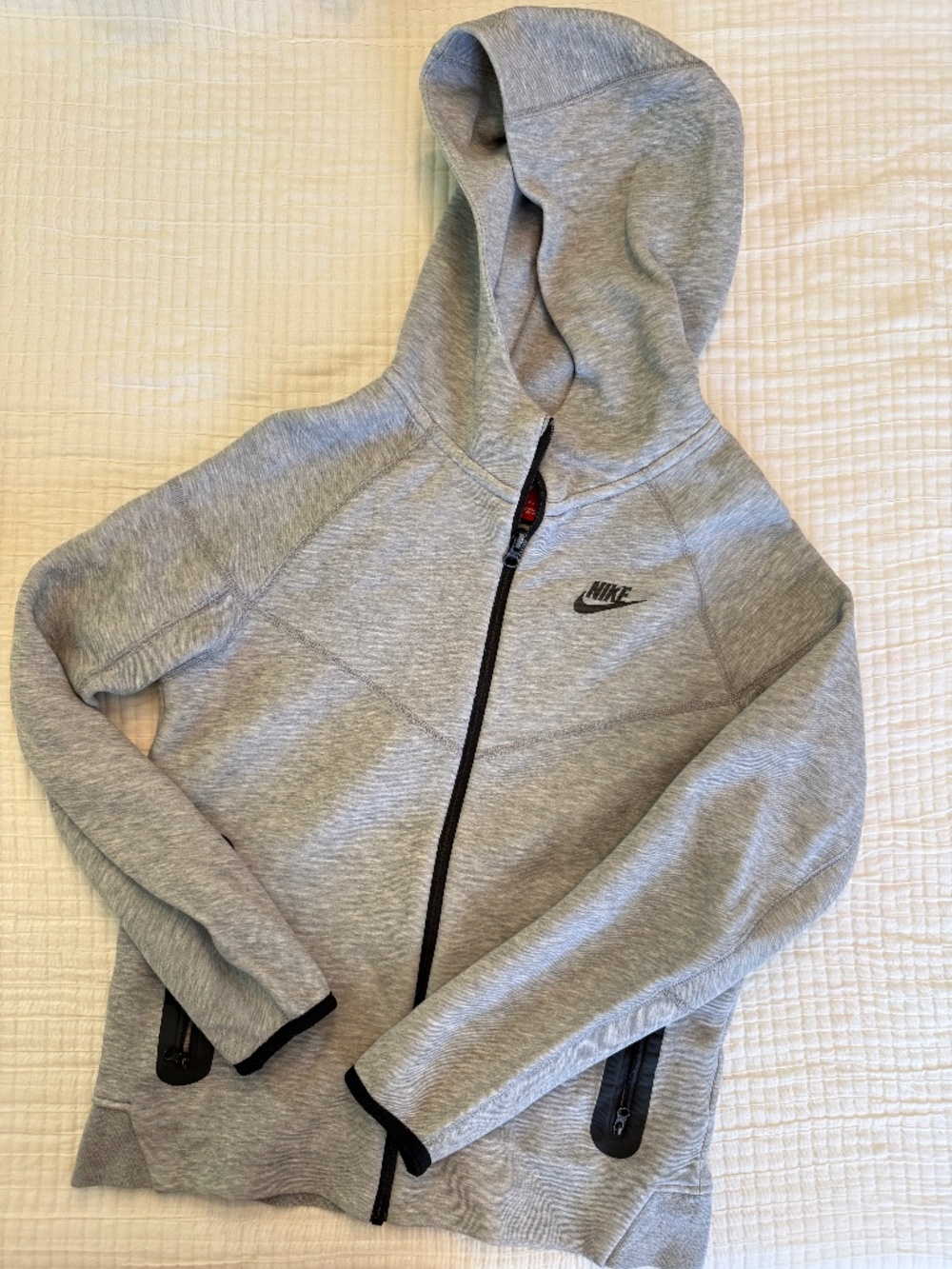 Boys Nike Tech Fleece Full Zip Hoodie Gray